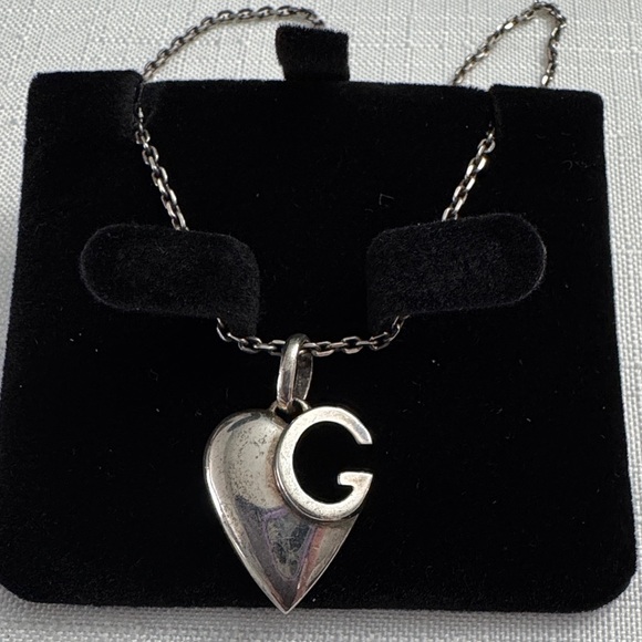 Gucci Jewelry - Gucci Silver Heart Necklace with G Logo